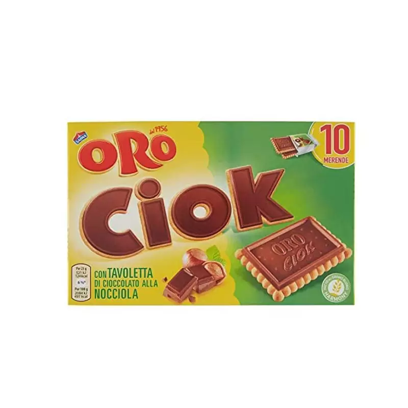 Saiwa Oro Biscotti Ciok con Tavoletta di Cioccolato alla nocciola  250 g 10 pz.