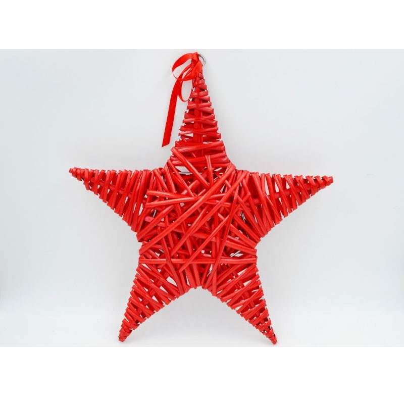 stella decorativa rattan rossa 35 cm