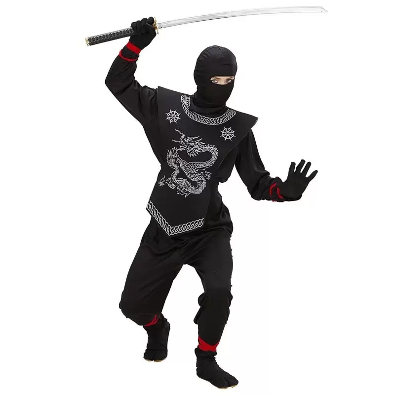 Costume bambino ninja nero WID74526   140 cm 8-10 anni