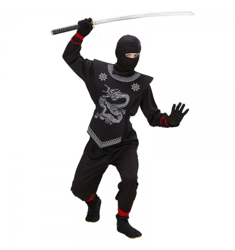 Costume bambino ninja nero WID74526   140 cm 8-10 anni