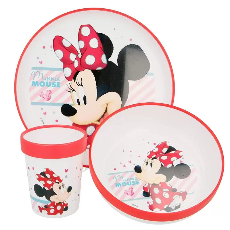 Set 3 Pz Easy Piatto, Easy Ciotola E Easy Bicchiere Minnie disney 18881