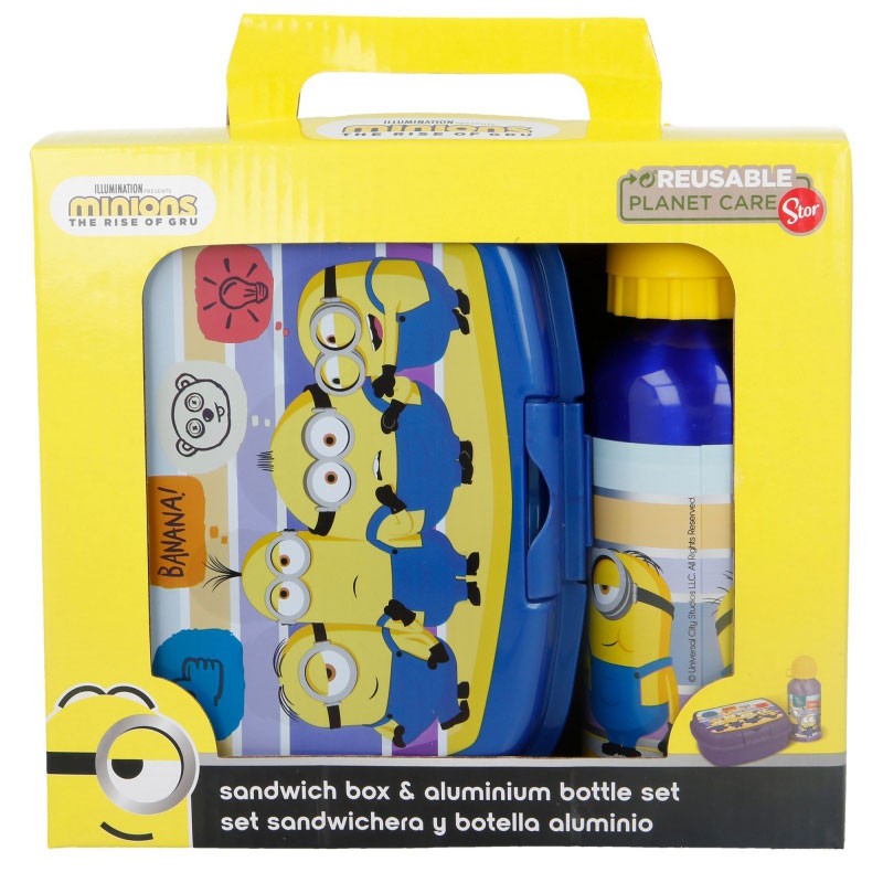 Set merenda Minions Borraccia in alluminio + Portamerenda 16163