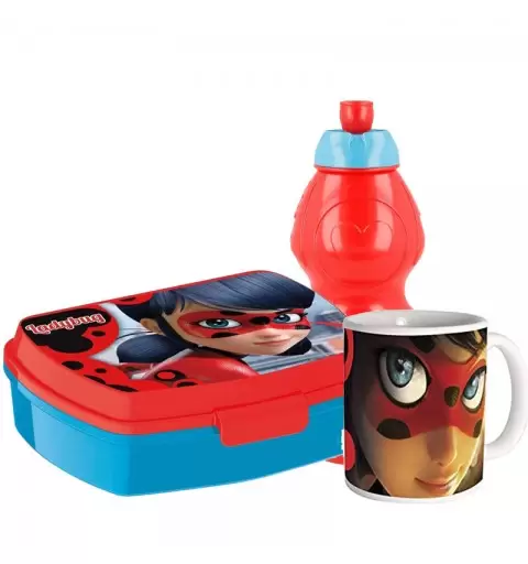 IDEA REGALO LADY BUG  - TAZZA BORRACCIA E PORTA MERENDA
