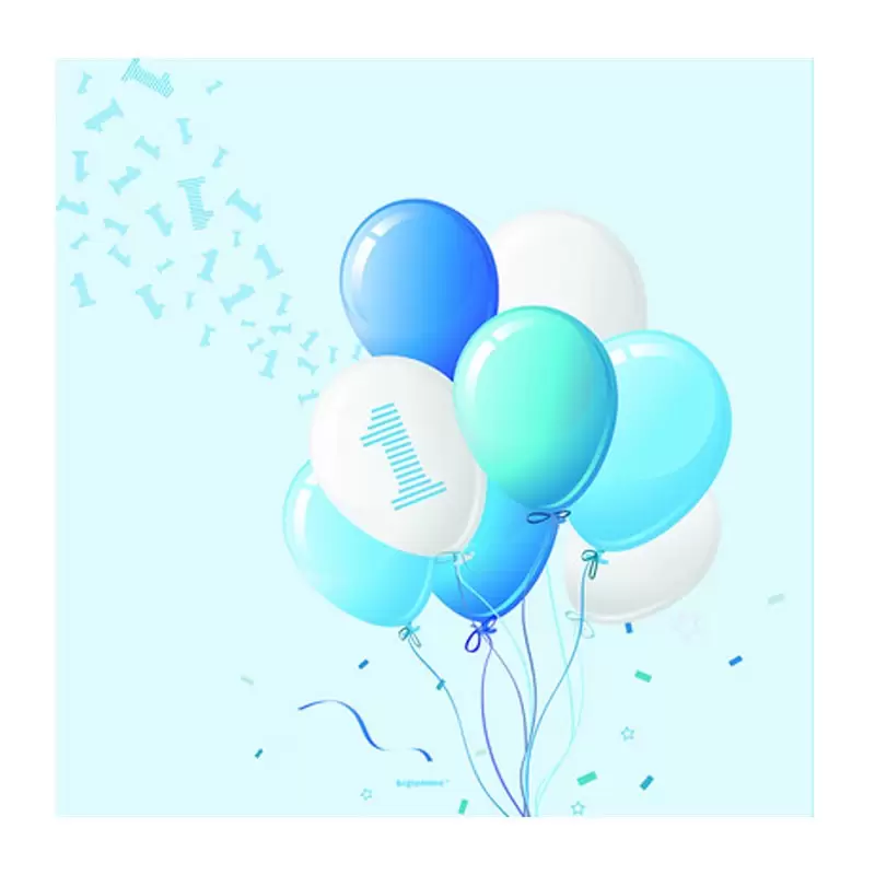 Tovaglioli 33 x 33 cm 1 Compleanno Palloncini Azzurro 20 pz
