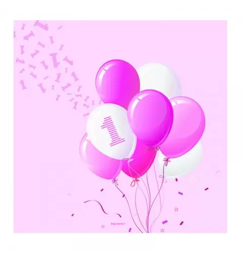 Tovaglioli 33 x 33 cm 1 Compleanno Palloncini rosa 20 pz