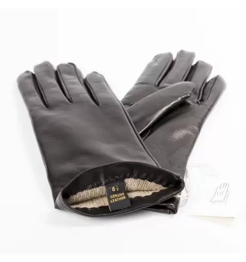 GUANTI NERI IN VERA PELLE PER DONNA  6 1/2 NERO