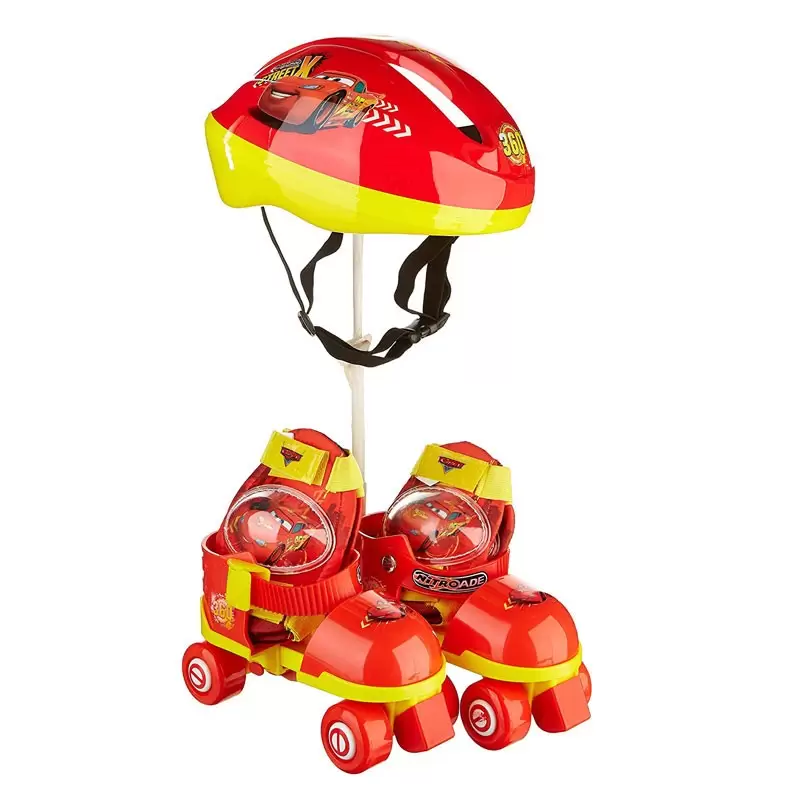 Pattini e Protezioni con ginocchiere e caschetto Cars 18806 regolabili dal 22 al 29