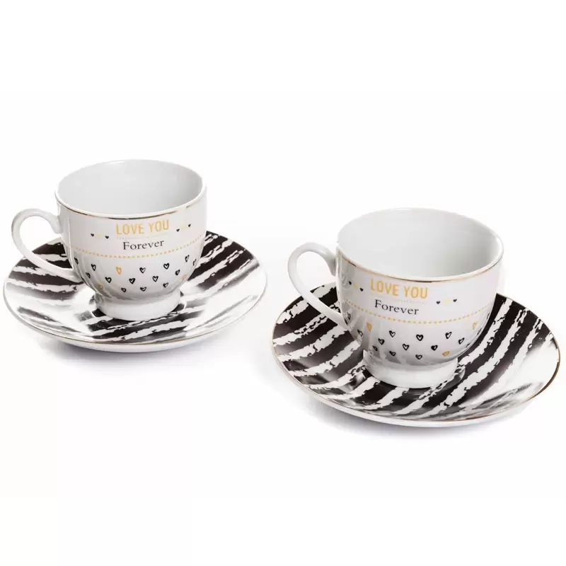 SET 2 TAZZE DA THE LOVE YOU FOREVER CON PIATTINI