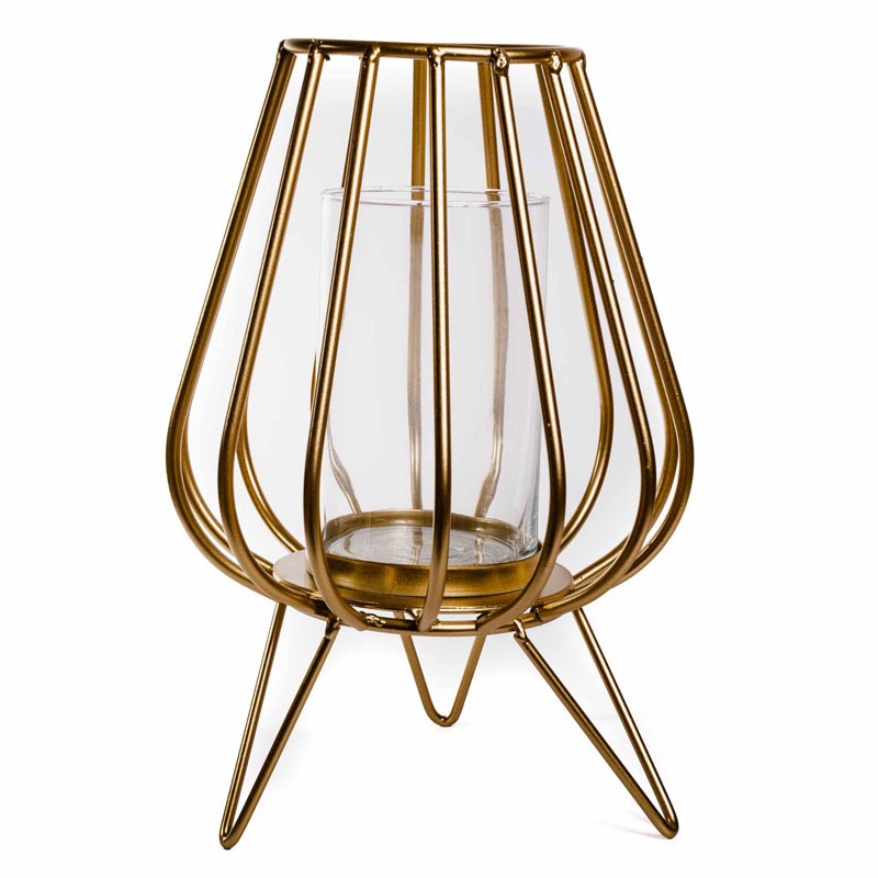 PORTA CANDELE DORATO  25 CM