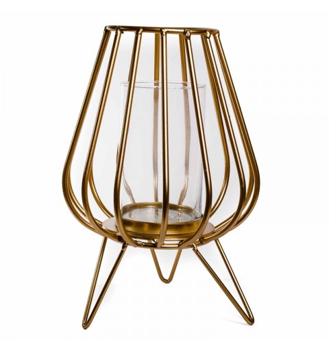 PORTA CANDELE DORATO  25 CM
