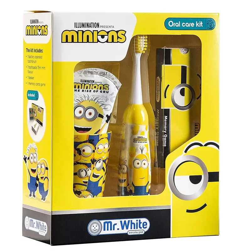 Set Regalo Minions Spazzolino a batteria - dentifricio - bicchierino e gioco memory card