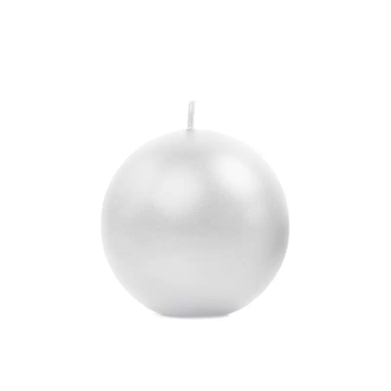 10 CANDELE BIANCO PERLA METALLIC A SFERA 6 CM