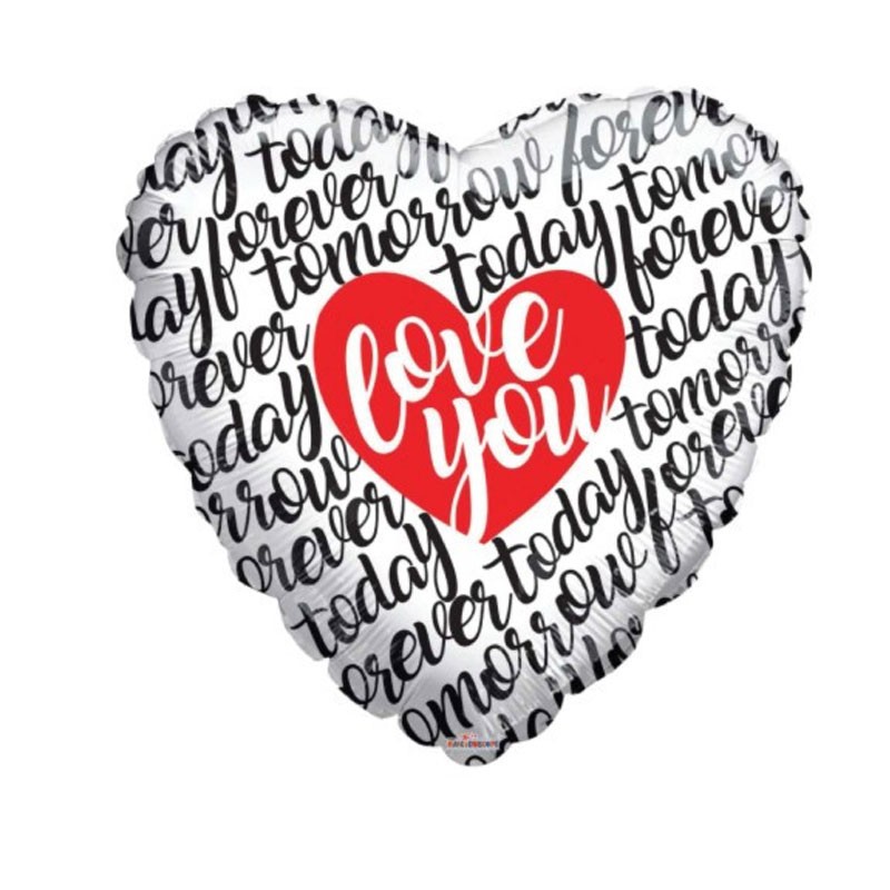 Palloncino foil Mylar Cuore I Love You todat forever 18\'\' 46cm 15706-18/01