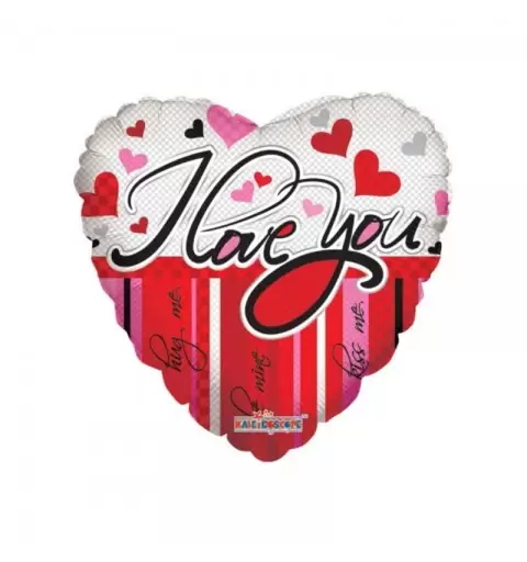 palloncino Mylar Cuore I Love You Lines & Hearts 18  46cm 19120-18/01
