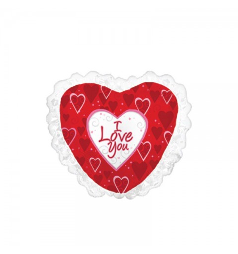 Pallone foil Mylar Cuore Rosso I Love you swirly hearts 31 78 cm 234015C-01