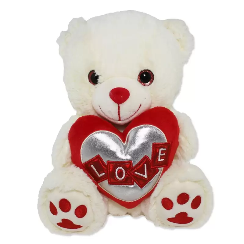 Peluche Orsetto con cuore Rosso e Ergento Metal con scritta Love 25 cm - 6456