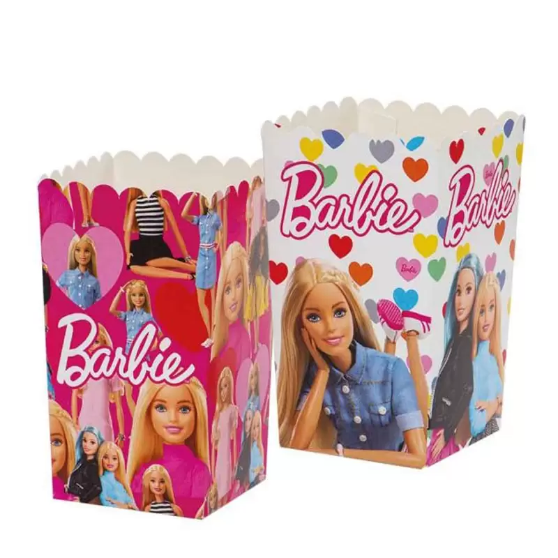 6 Party Box Barbie Decora in cartoncino colorato da 7 x 7 x h 14 cm 0403021