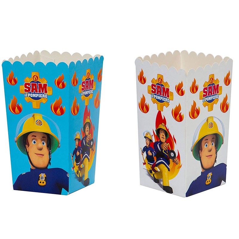 6 Party Box sam il pompiere Decora in cartoncino colorato da 7 x 7 x h 14 cm 0383021