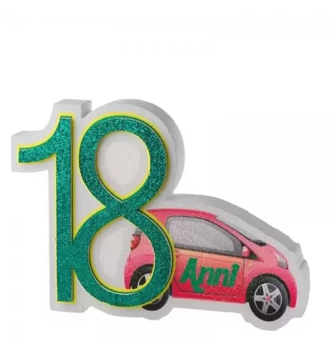 DECORAZIONE POLISTIROLO 18 ANNI MACCHINA VERDE