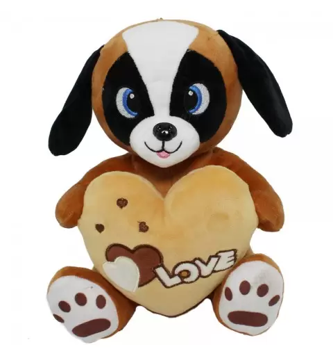 Peluche Cagnolino Con Cuore Love 25 cm - colore Beige 4732