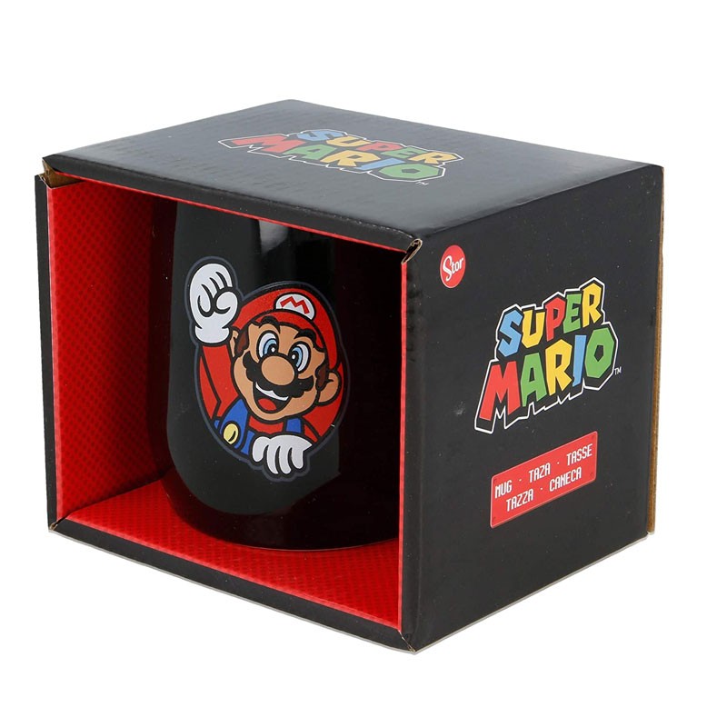 tazza in ceramica 360 ml super mario nera in confezione regalo 00379