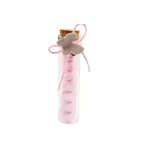 12 PROVETTE CON FARFALLE IN CERAMICA ROSA