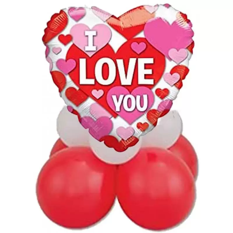 CENTROTAVOLA PALLONCINI I LOVE YOU CUORI ROSSI E ROSA
