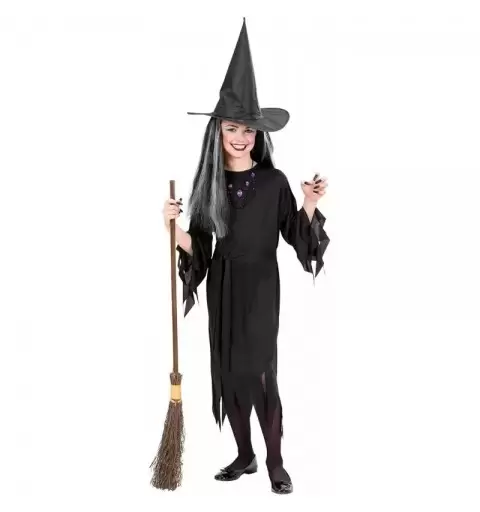 VESTITO DA STREGA  NERO CON CAPPELLO 11 - 13 ANNI