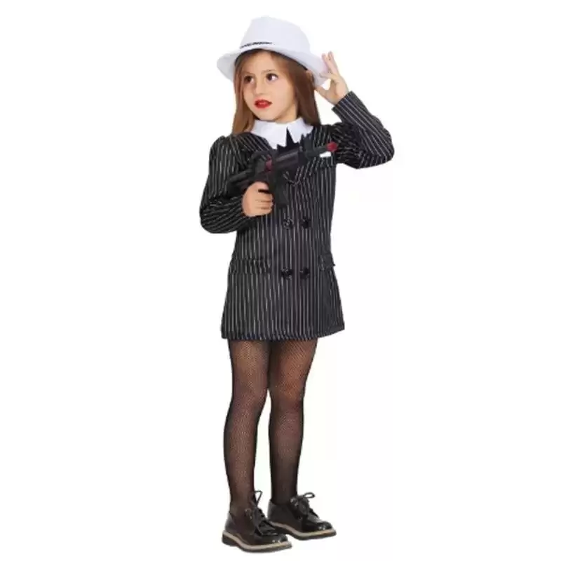 COSTUME DA GANGSTER BAMBINA VARIE TAGLIE 7/8 ANNI - 8101-A-2
