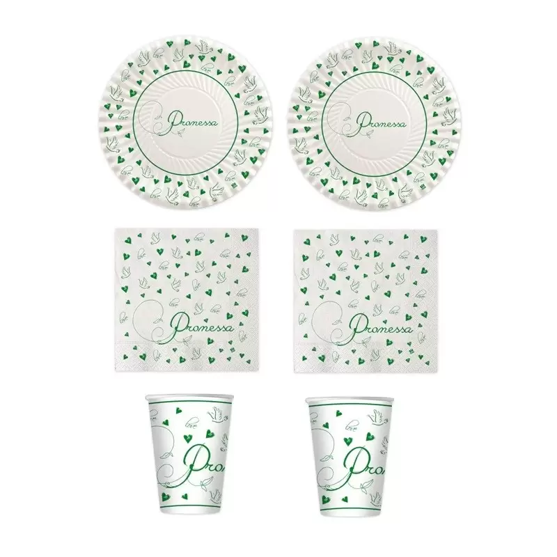 KIT N2 80 PZ COORDINATO TAVOLA PROMESSA DI MATRIMONIO LOVE  