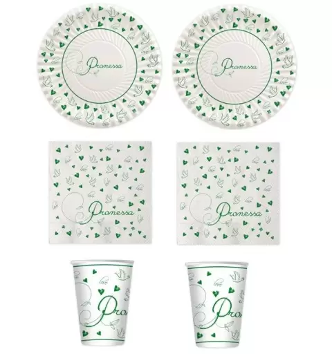 KIT N2 80 PZ COORDINATO TAVOLA PROMESSA DI MATRIMONIO LOVE  