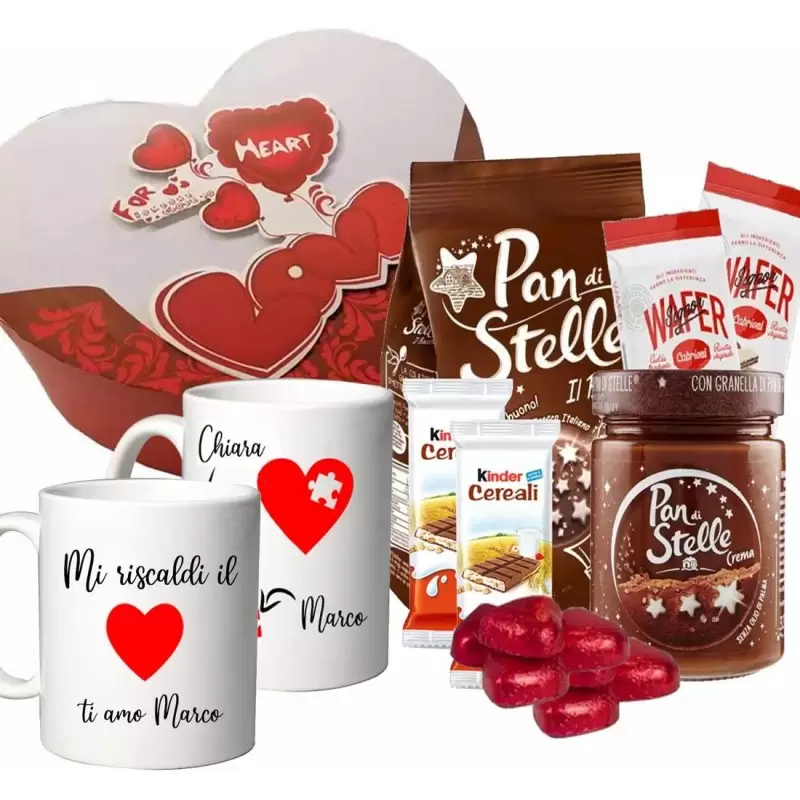 COLAZIONE SAN VALENTINO CON TAZZE PERSONALIZZATE