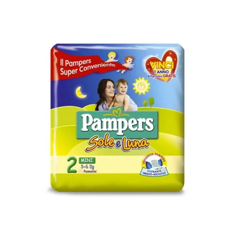 PANNOLINI PAMPERS SOLE E LUNA TAGLIA 2 126 PEZZI - 6 PACCHI