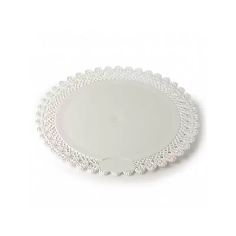 VASSOIO TRINATO MERLETTATO CIRCOLARE BIANCO 30 CM