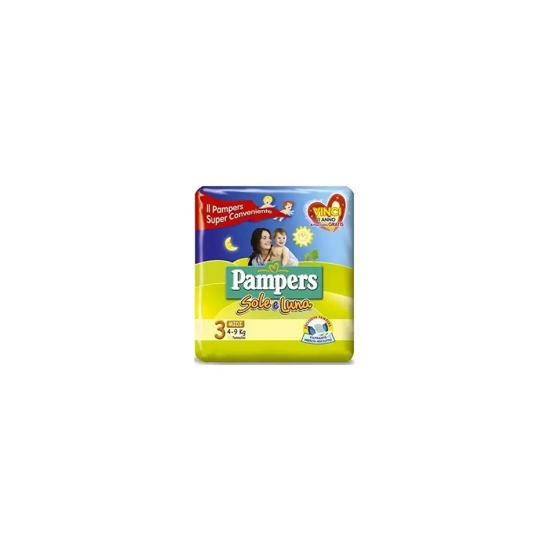6 PACCHI PANNOLINI PAMPERS SOLE E LUNA TAGLIA 3 120 PEZZI