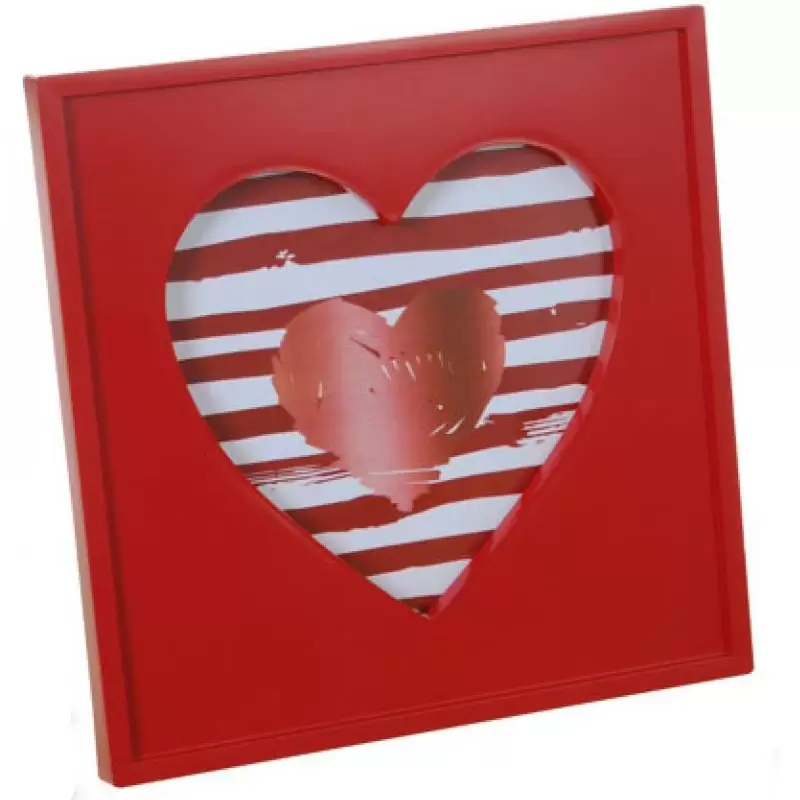 Porta foto con cuore cornice rossa  19 x 19 cm per foto 13 x 13 cm 782067