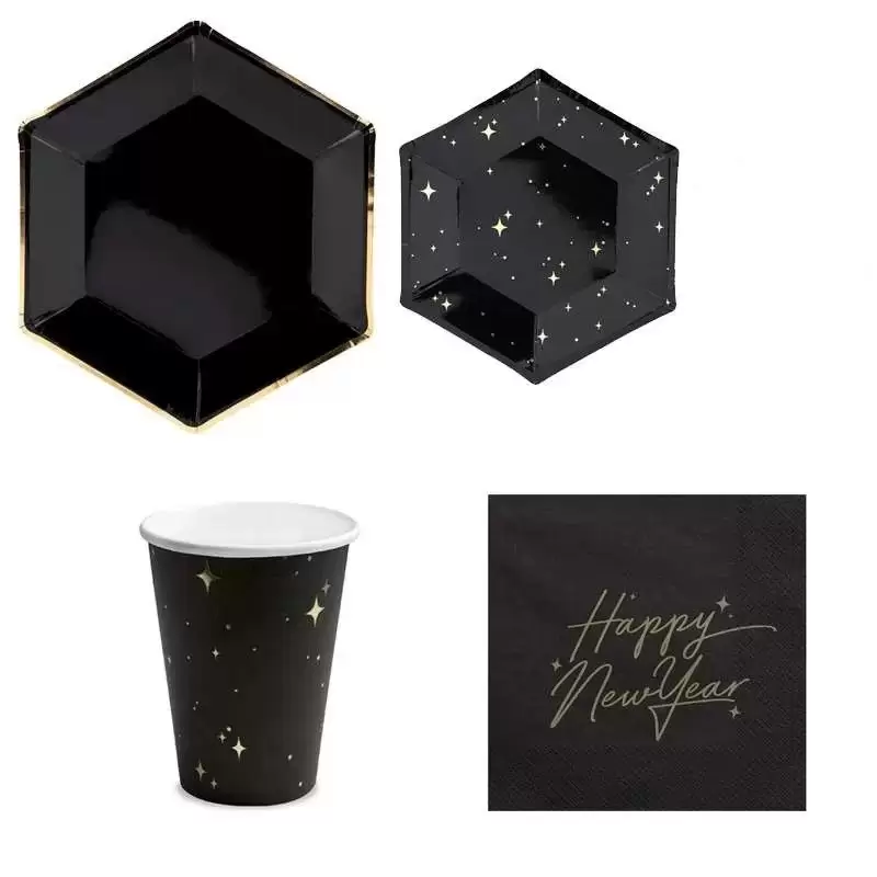 COORDINATO PER CAPODANNO HAPPY NEW YEAR – SET FESTA PER 6 PERSONE