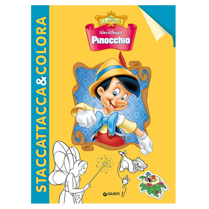 Pinocchio - staccattacca&Colora  albo con storia da leggere pagine da colorare e completare con gli adesivi