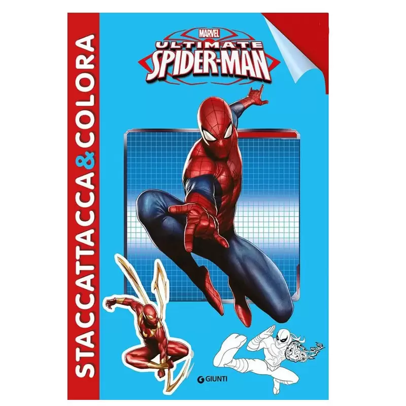 Spiderman  ultimate - staccattacca&Colora  albo con storia da leggere pagine da colorare e completare con gli adesivi