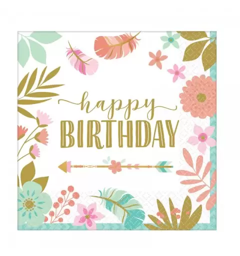 Tovaglioli Boho Birthday Girl 16 pz  33cm