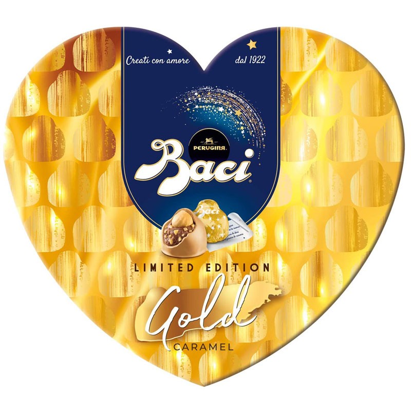 Baci Perugina Gold Limited Edition Cioccolatini Ripieni Al Gianduia E Nocciola Scatola Cuore 100 g