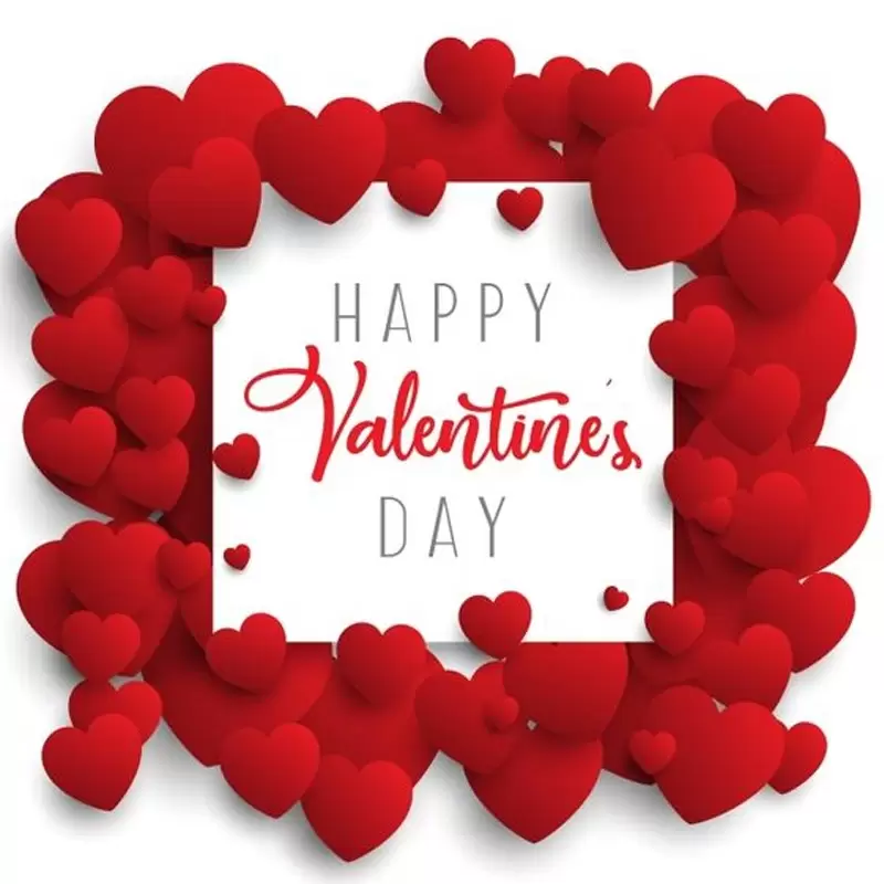 CIALDA QUADRATA HAPPY VALENTINE'S DAY CORNICE DI CUORI ROSSI