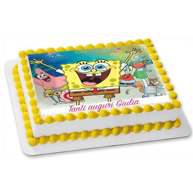 CIALDA SPONGEBOB RETTANGOLARE PERSONALIZZABILE PER TORTE