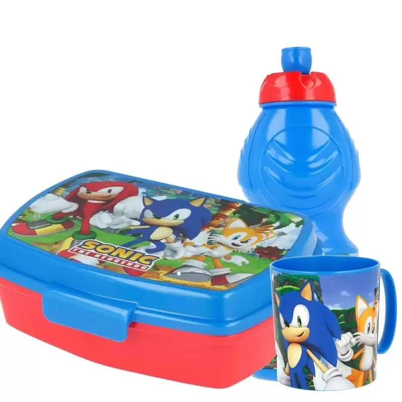 SET MERENDA SONIC PORTA MERENDA TAZZA E BORRACCIA