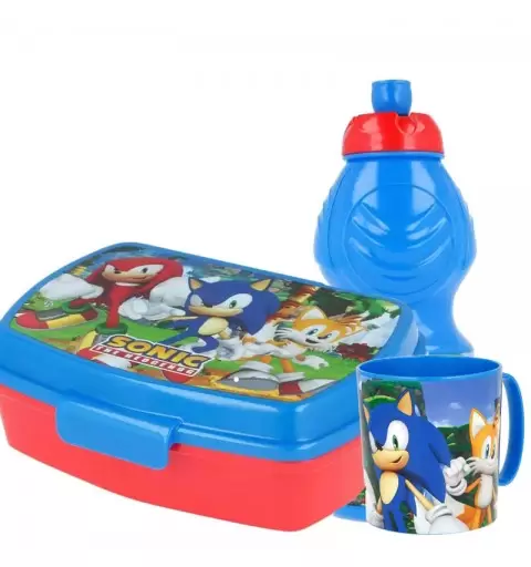 SET MERENDA SONIC PORTA MERENDA TAZZA E BORRACCIA
