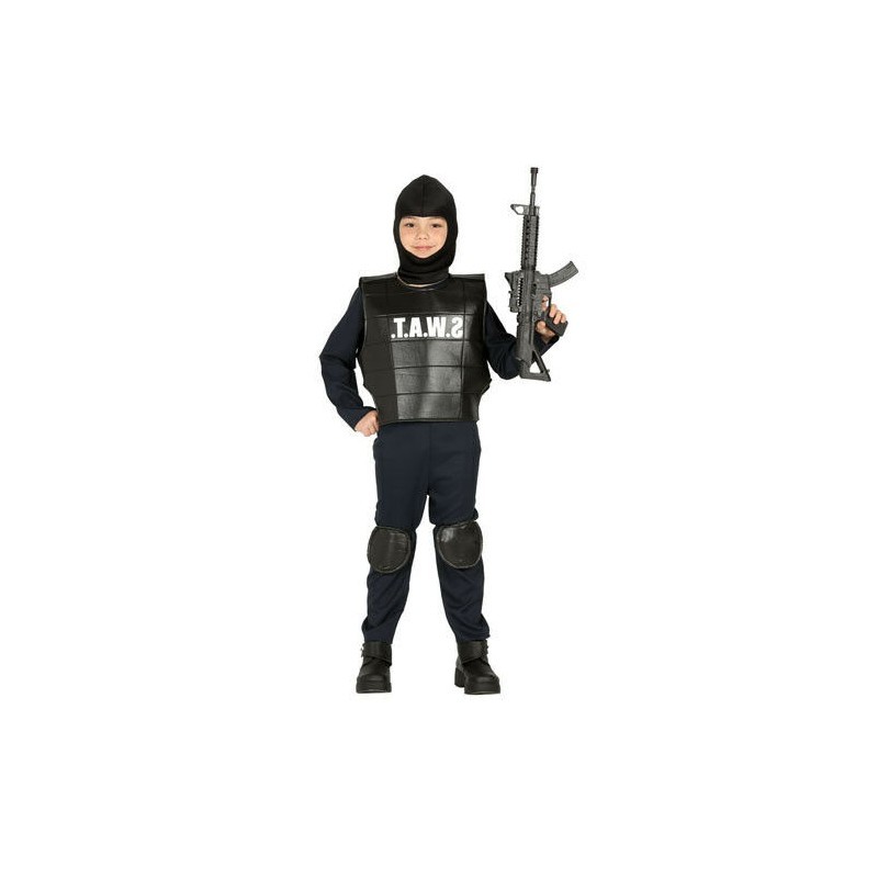 Costume Carnevale Bambino Poliziotto SWAT Squadra Anti Sommossa 5/6 Anni 88494