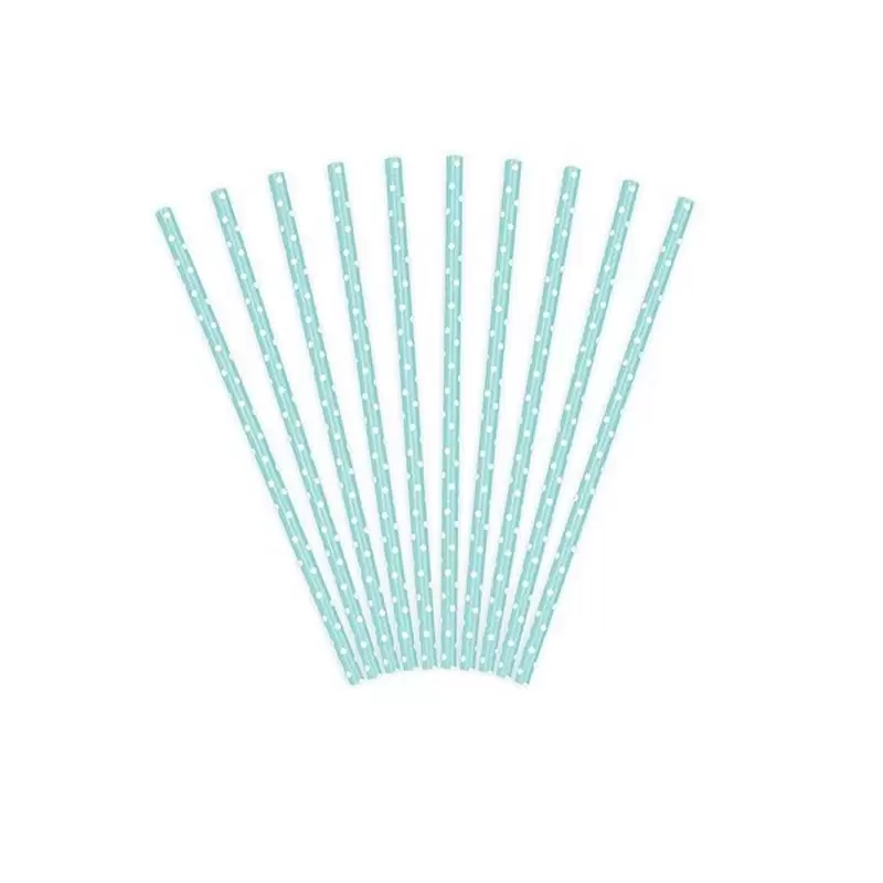 Cannucce in carta Pois Bianco/celeste 10 pz SPP2-011