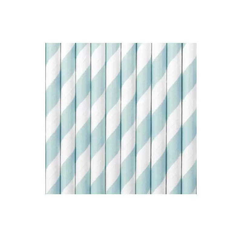Cannucce in carta strisce bianche e celesti 10 pz SPP1-001J