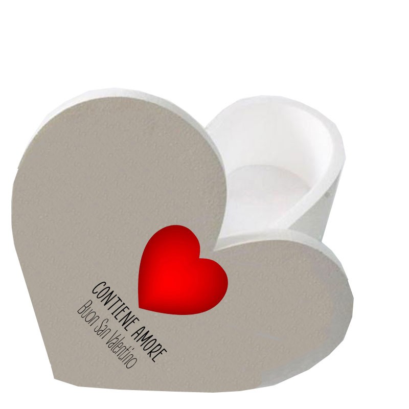 scatola polistirolo a forma di cuore con scritta contiene amore buon san valentino 30 x 25 x 17,5 h cm