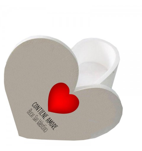 scatola polistirolo a forma di cuore con scritta contiene amore buon san valentino 30 x 25 x 17,5 h cm